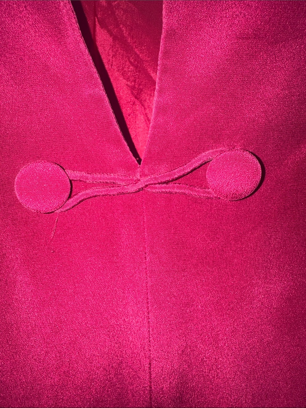 Adrianna Papell Deep Fuchsia Midi Dress with Frog-Button Front 100% silk - Picture 7 of 8